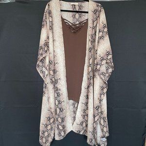Silky & Sophisticated Snakeskin Kimono w/ Tank Top